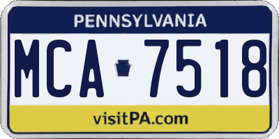 PA license plate MCA7518