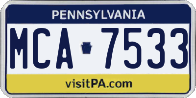 PA license plate MCA7533