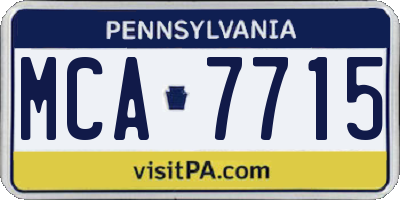 PA license plate MCA7715