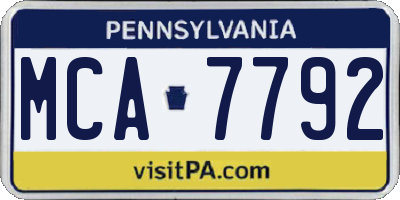 PA license plate MCA7792