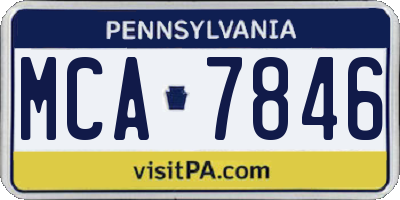 PA license plate MCA7846