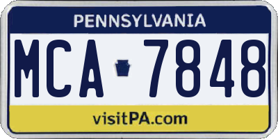 PA license plate MCA7848