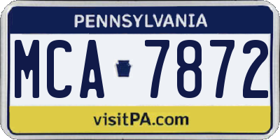 PA license plate MCA7872