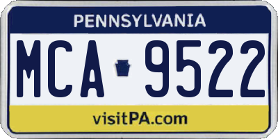 PA license plate MCA9522