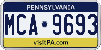 PA license plate MCA9693