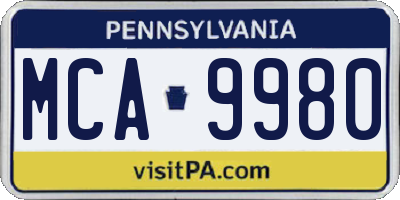 PA license plate MCA9980