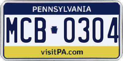 PA license plate MCB0304