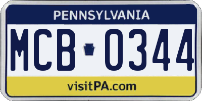 PA license plate MCB0344