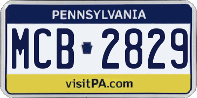 PA license plate MCB2829