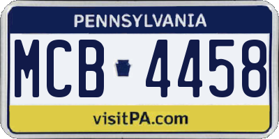 PA license plate MCB4458