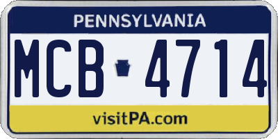 PA license plate MCB4714