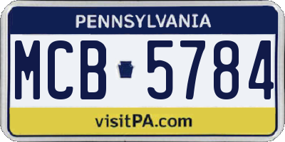 PA license plate MCB5784