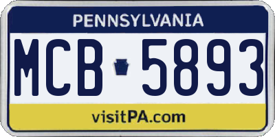 PA license plate MCB5893