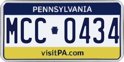PA license plate MCC0434