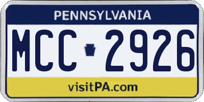 PA license plate MCC2926