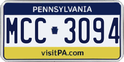 PA license plate MCC3094