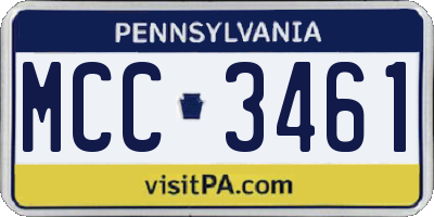 PA license plate MCC3461