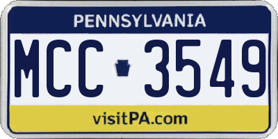 PA license plate MCC3549