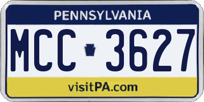 PA license plate MCC3627