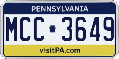 PA license plate MCC3649