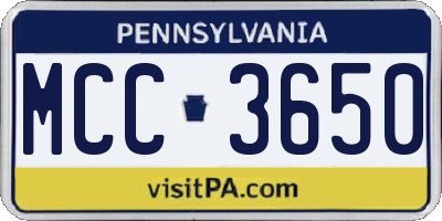 PA license plate MCC3650