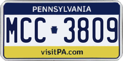 PA license plate MCC3809