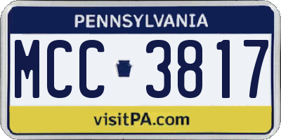 PA license plate MCC3817