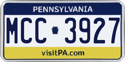 PA license plate MCC3927