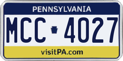 PA license plate MCC4027