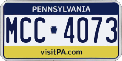 PA license plate MCC4073
