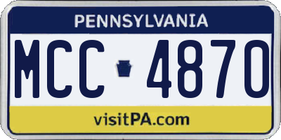 PA license plate MCC4870