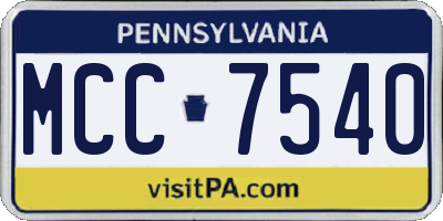 PA license plate MCC7540