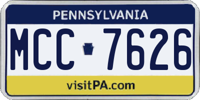 PA license plate MCC7626