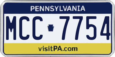 PA license plate MCC7754