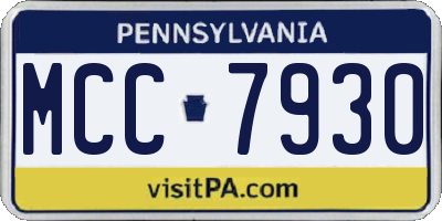 PA license plate MCC7930