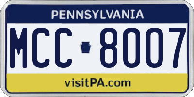 PA license plate MCC8007