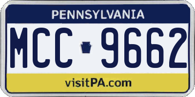 PA license plate MCC9662