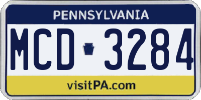 PA license plate MCD3284