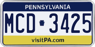 PA license plate MCD3425
