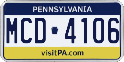 PA license plate MCD4106