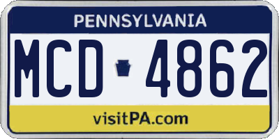 PA license plate MCD4862