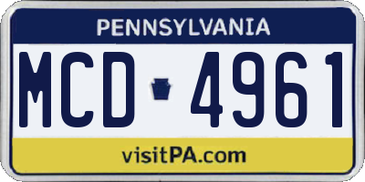 PA license plate MCD4961