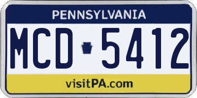 PA license plate MCD5412