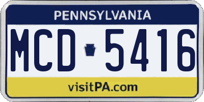 PA license plate MCD5416