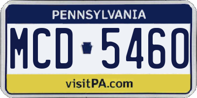 PA license plate MCD5460