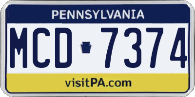 PA license plate MCD7374