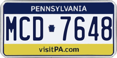 PA license plate MCD7648
