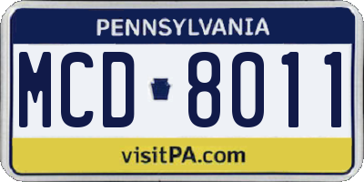 PA license plate MCD8011