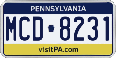 PA license plate MCD8231