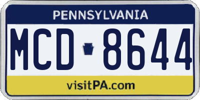 PA license plate MCD8644